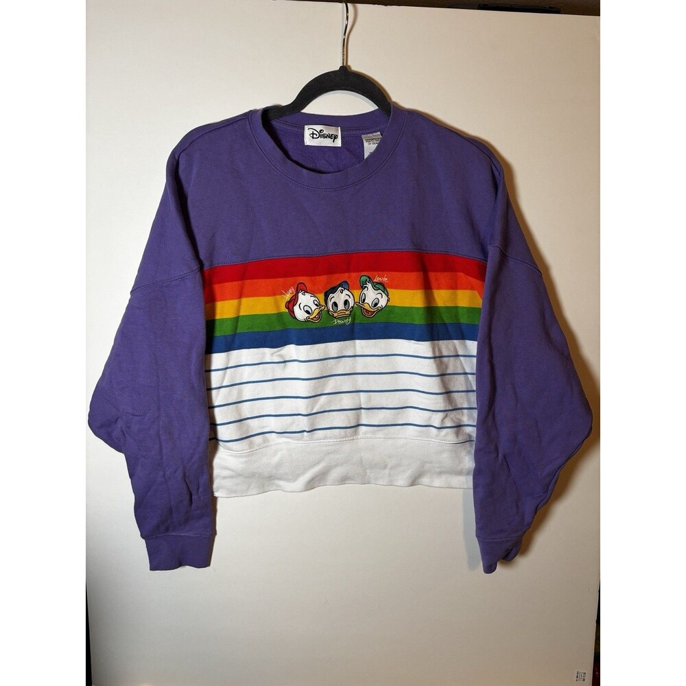 Disney  Exclusive Striped Ducks Oversized Rainbow Size XS Sweater